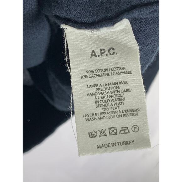 A.P.C. Rue Madame Paris Men's Black Solid Cotton-Cashmere Crewneck Sweater SZ S - Picture 7 of 8